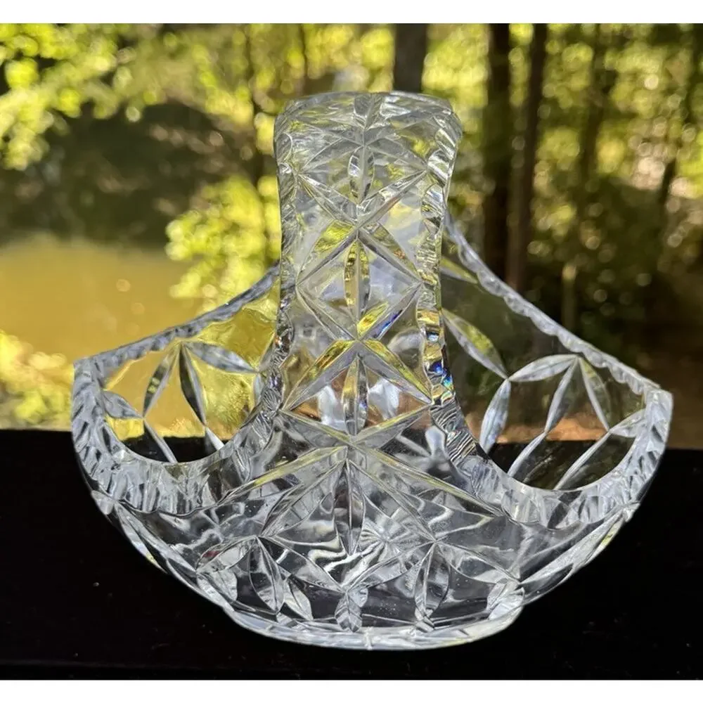 Irena Crystal Basket: Polish Hand-Cut • 24% Lead • Artisan Splendor -S1